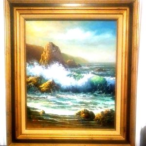 VINTAGE OIL OCEAN SIGNED ART